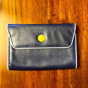 VINTAGE Albert Nipon leather embossed navy blue envelope purse hand bag